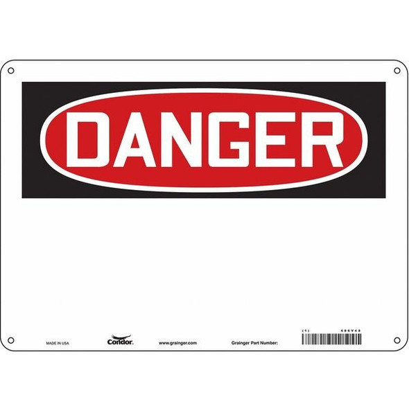 Condor Danger Sign, 14" W, 10" H, English, Aluminum, White 486V48