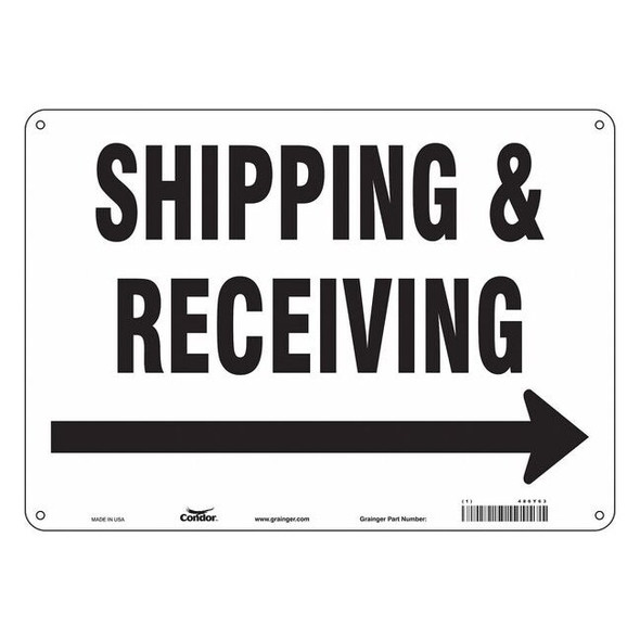 SHIPPING & RECEIVING, 14 in W x 10 in H, Horizontal Rectangle, Aluminum, 486Y63
