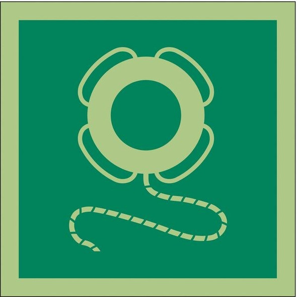 (Life Buoy With Line Symbol), 6 in W x 6 in H, Square, Vinyl, 486F66