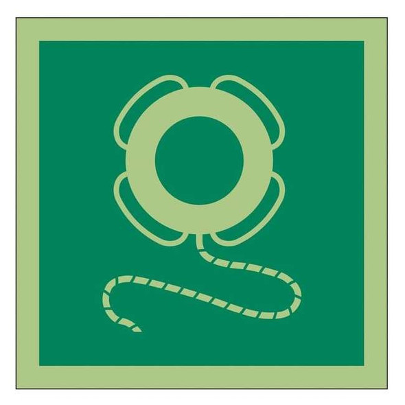 (Life Buoy With Line Symbol), 6 in W x 6 in H, Square, Vinyl, 486F66