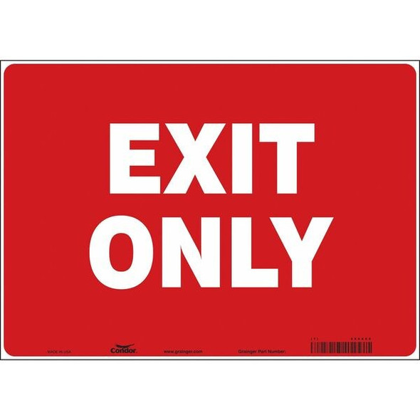 Condor Exit Sign, Vinyl, 14" W, 10" H, Exit Only, Red 486X60