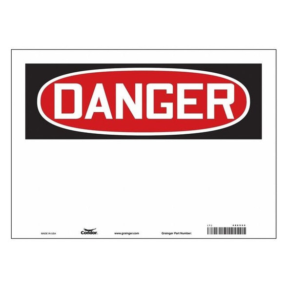 Condor Danger Sign, 14" W, 10" H, English, Vinyl, White 486V60