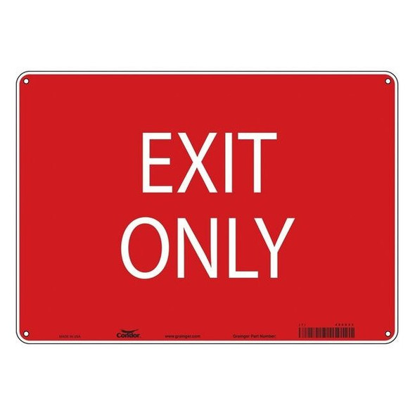 Condor Exit Sign, Aluminum, 14" W, 10" H, Exit Only, Red 486X53