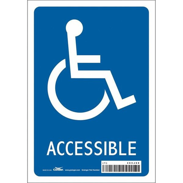 Condor ACCESSIBLE, 7 in W x 10 in H, Horizontal Rectangle, Vinyl, 485J68 485J68