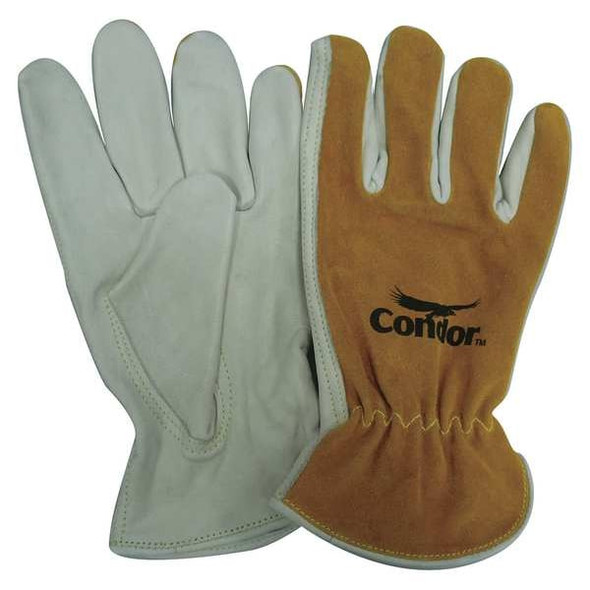 Condor Leather Gloves,Brown/White,L,PR 29JV32 Condor Leather Gloves,Brown/White,L,PR 29JV32