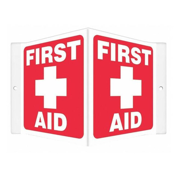 Condor FIRST AID, 8 1/2 in W x 6 in H, V-Shape Projection, PETG, 480Y30 480Y30