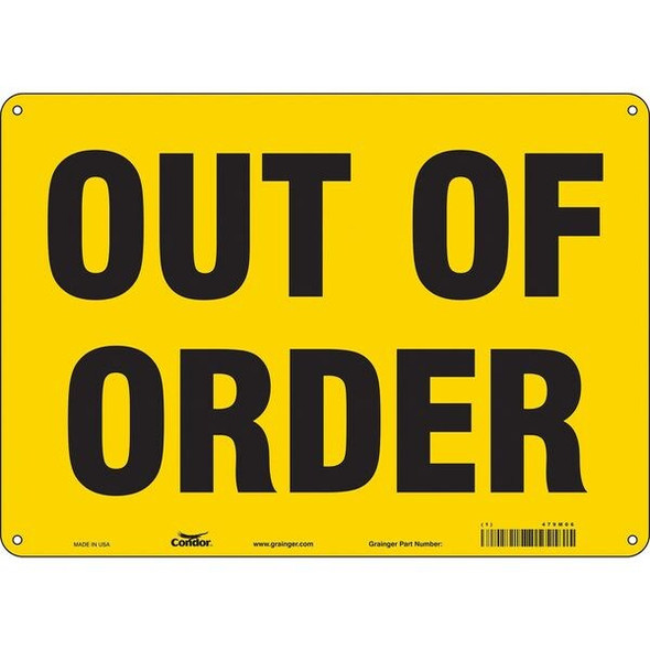 OUT OF ORDER, 14 in W x 10 in H, Horizontal Rectangle, Aluminum, 479M06
