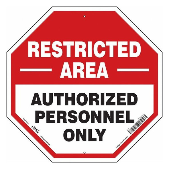 Safety Sign, 24 in H, 24 in W, Polyethylene, Octagon, English, 472J29