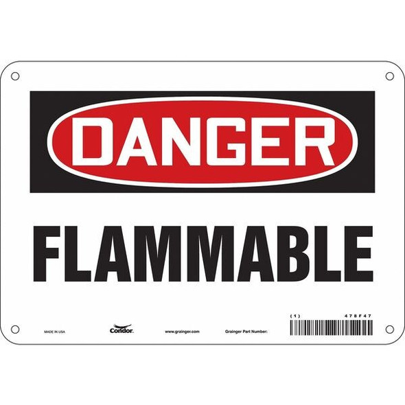 Danger Sign, 7 in H, 10 in W, Polyethylene, Vertical Rectangle, English, 478F47