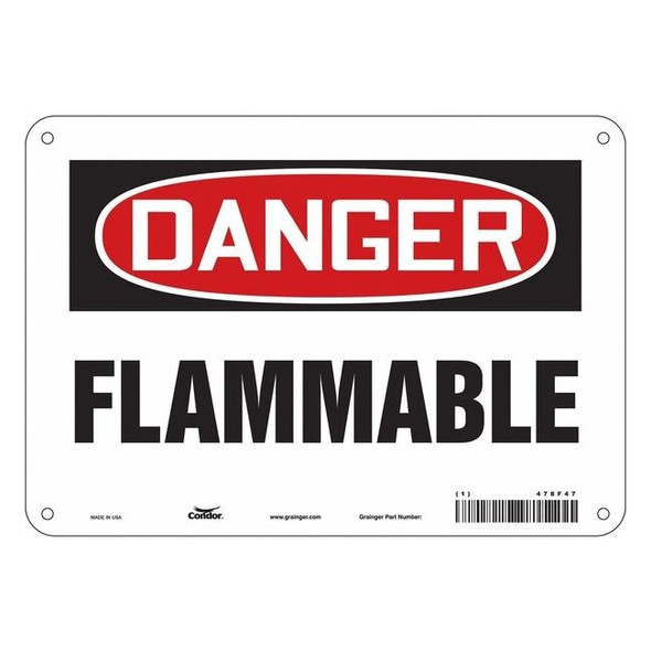 Danger Sign, 7 in H, 10 in W, Polyethylene, Vertical Rectangle, English, 478F47