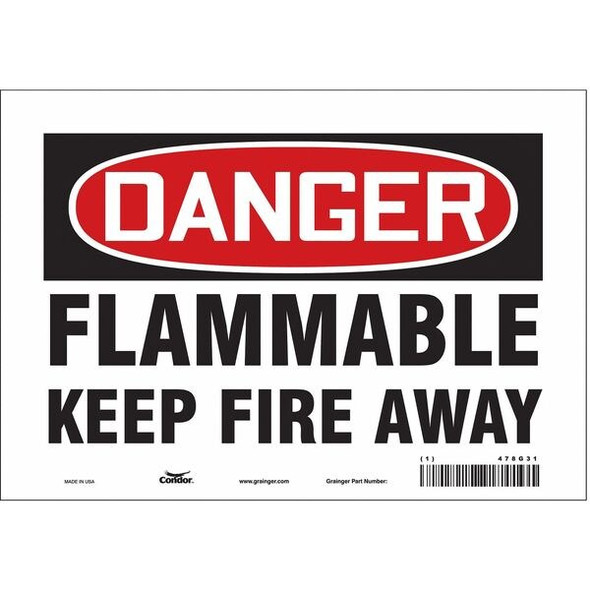 Danger Sign, 7 in Height, 10 in Width, Vinyl, Vertical Rectangle, English