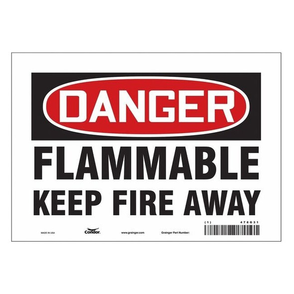 Danger Sign, 7 in H, 10 in W, Vinyl, Vertical Rectangle, English, 478G31