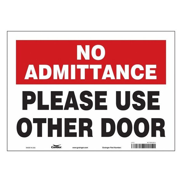 PLEASE USE OTHER DOOR, 14 in W x 10 in H, Horizontal Rectangle, Vinyl, 472X23