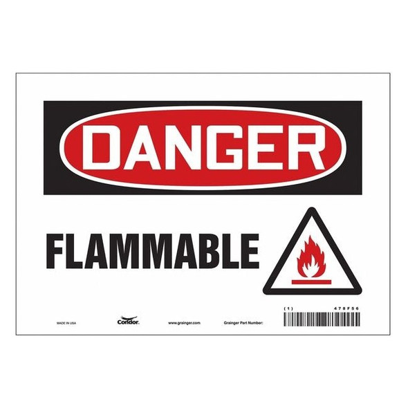Danger Sign, 7 in H, 10 in W, Vinyl, Vertical Rectangle, English, 478F56
