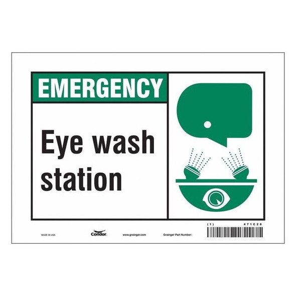 Emergency, Eye Wash Station, 10 in W x 7 in H, Vertical Rectangle, Vinyl, 471C28