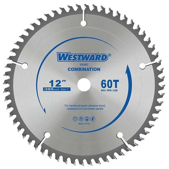 Westward 12",60-Teeth Circular Saw Blade 24EM02