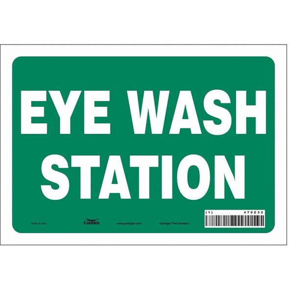 Eye Wash Station, 10 in W x 7 in H, Vertical Rectangle, Vinyl, 470Z32