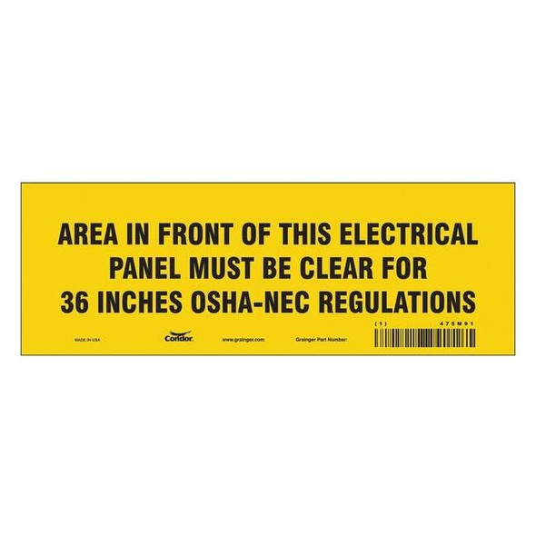 Condor Safety Sign,10" W,3-1/2" H,0.004" Thick, 475M91 475M91