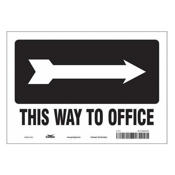 This Way To Office, 10 in W x 7 in H, Vertical Rectangle, Vinyl, 473D05