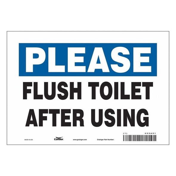 FLUSH TOILET AFTER USING, 10 in W x 7 in H, Vertical Rectangle, Vinyl, 469A81
