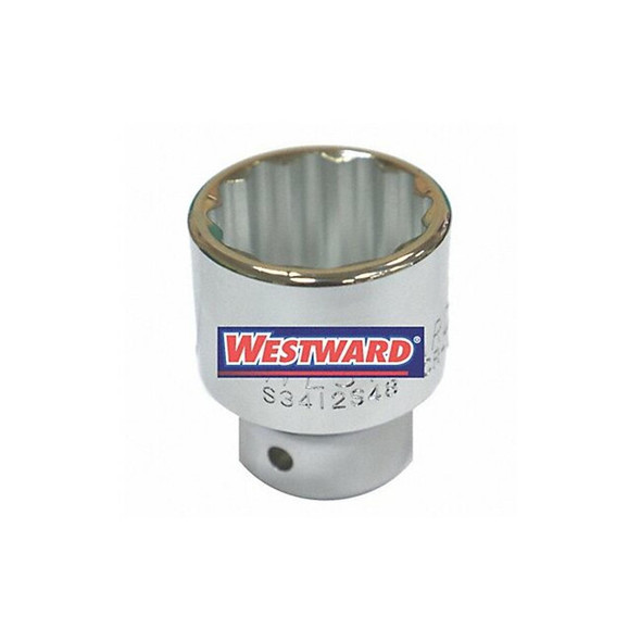 Westward Socket, Steel, Chrome, 2 1/8 in 45J207 Westward Socket, Steel, Chrome, 2 1/8 in 45J207