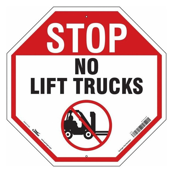 Safety Sign, 24 in H, 24 in W, Polyethylene, Octagon, English, 472J47