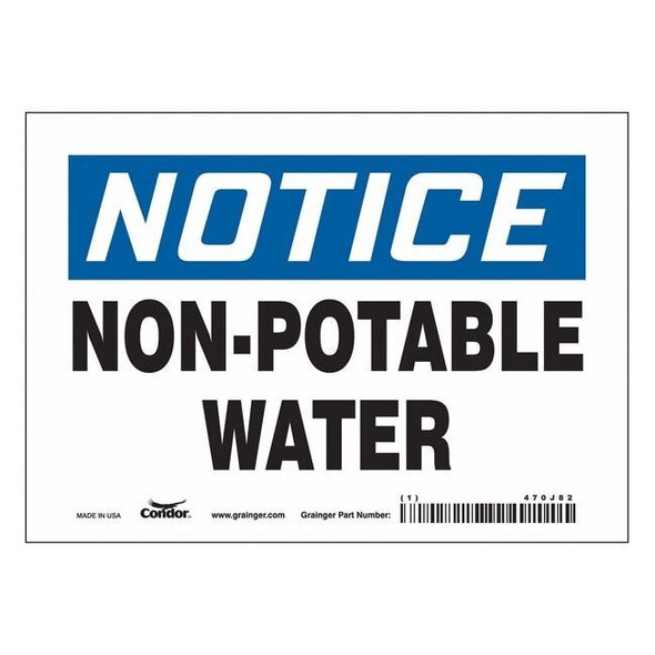 Notice, Non-Potable Water, 7 in W x 5 in H, Horizontal Rectangle, Vinyl, 470J82