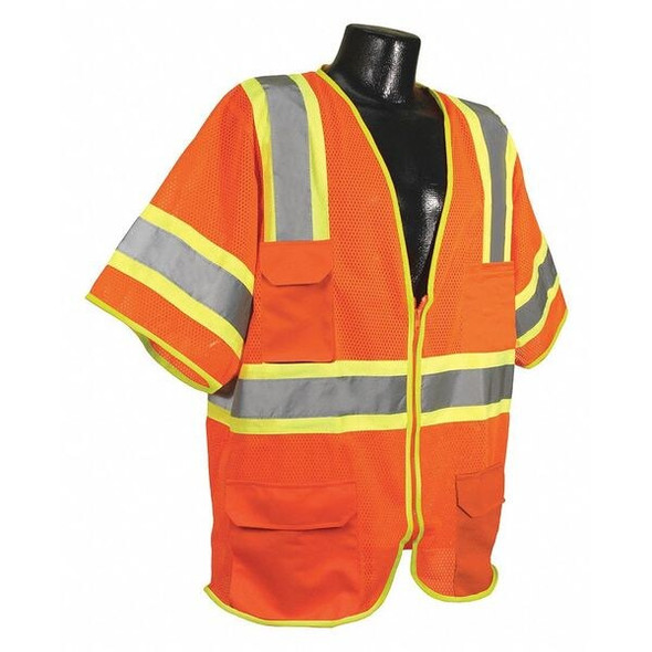 Condor High Visibility Vest,Orange/Red,4XL 53YN91