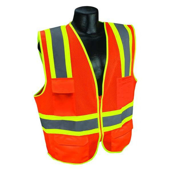 Condor High Visibility Vest,Orange/Red,5XL 53YM31 Condor High Visibility Vest,Orange/Red,5XL 53YM31