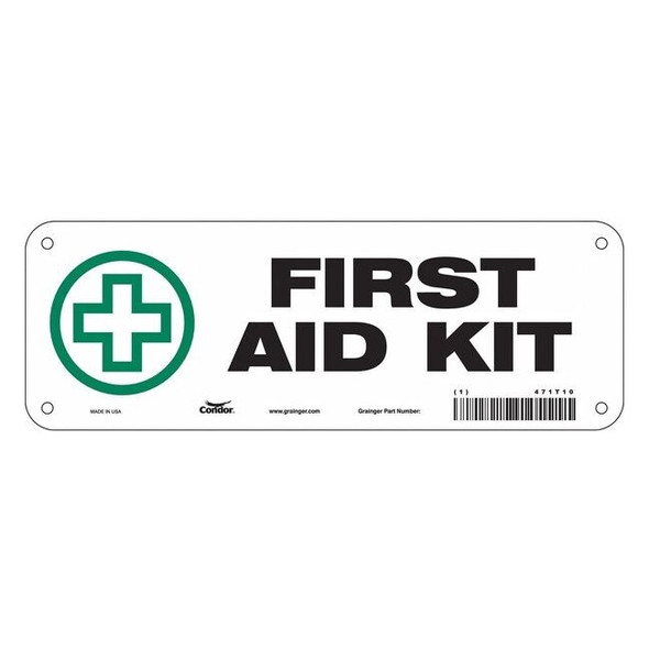 First Aid Kit, 10 in W x 3 1/2 in H, Vertical Rectangle, Vinyl, 471T10