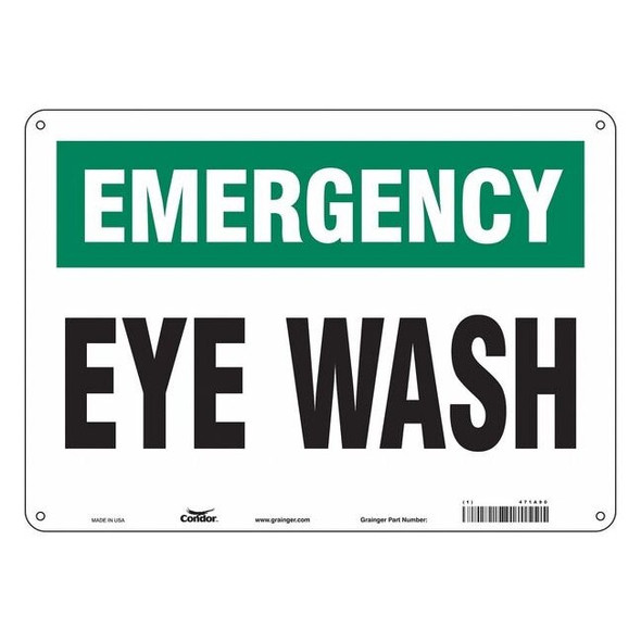 Emergency, Eye Wash, 14 in W x 10 in H, Horizontal Rectangle, Aluminum, 471A90