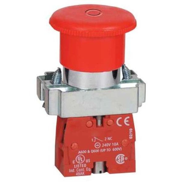 Dayton Emergency Stop Push Button, 22 mm, 1NC, Red 30G249