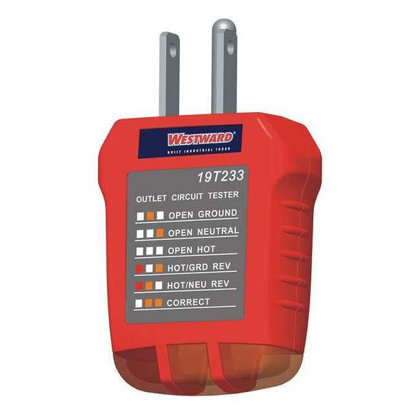 Westward Receptacle Tester,110 V AC 19T233