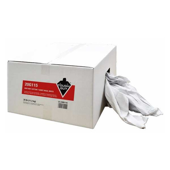 Tough Guy Cotton T-shirt Cloth Rag 25 lb. Varies Sizes, White 20G115