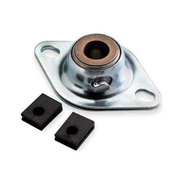 2 Holes, Rhombus Housing, Flange Mount Bearing, Sleeve, 1 in Dia, Steel