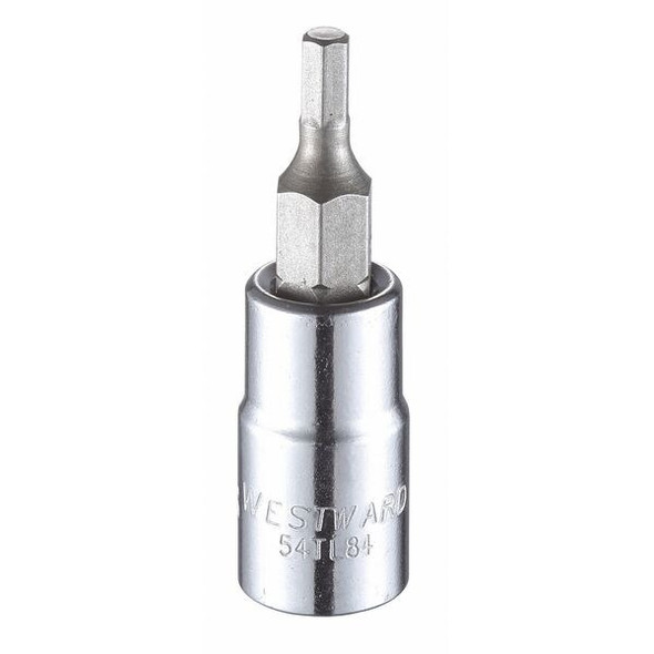 Westward 1/4 in Drive Hex Socket Bit SAE 1/8 in Tip, 1 1/2 in L 54TL84