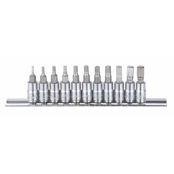 Westward 1/4" Drive Socket Bit Set, Metric, 11 pcs 54TM03