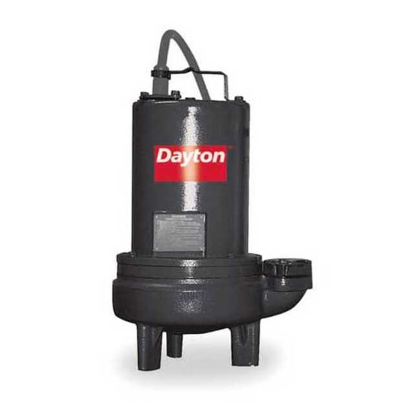 Dayton 1 HP 2" Auto Submersible Sewage Pump 230V Tether 3BB90