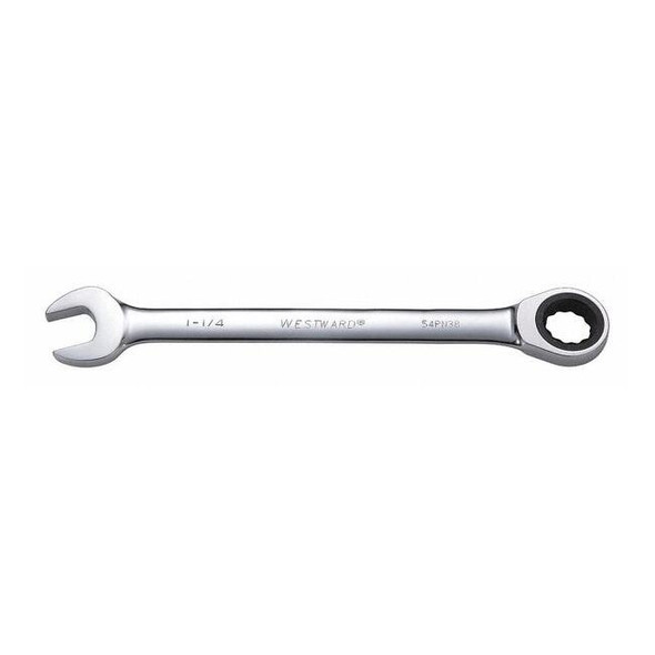 Westward Ratcheting Wrench, Combination, SAE, 1-1/4 54PN38
