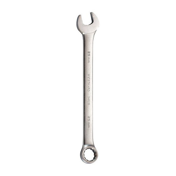 Westward Combination Wrench,25mm,Metric,Satin 54RZ15