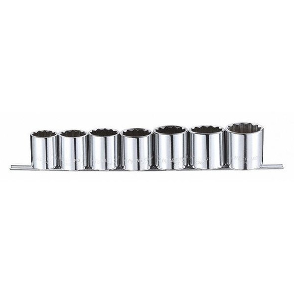 Westward Socket Set,Chrome, 1in - 5/16in, 12Pt 53PN62