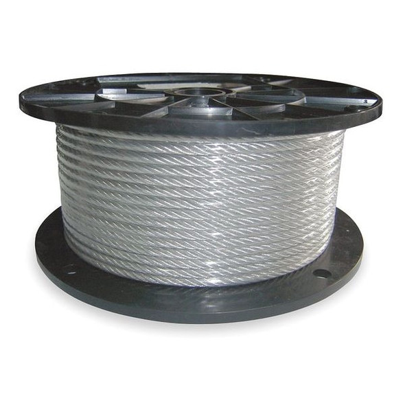 Cable, 3/16 IN, 250Ft, 840Lb, 7x19, Steel, Length: 250 ft