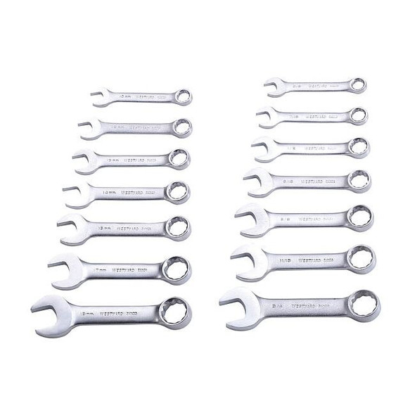 Westward Combo Wrench Set,3/8-3/4 in,10-19mm,14Pc 4YR24