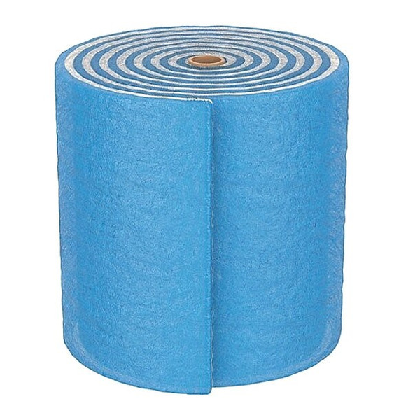 24 in x 90 ft x 1 in Polyester Air Filter Roll, MERV 7, Blue/White