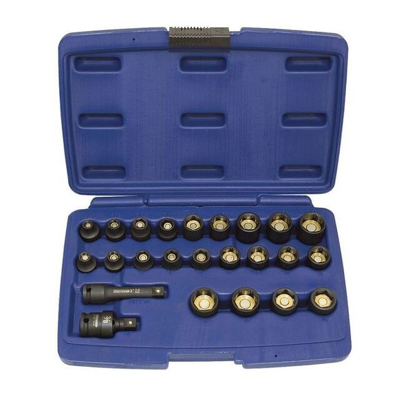 Westward 3/8" Drive Impact Socket Set, SAE, Metric, 24 pcs 4PRF3