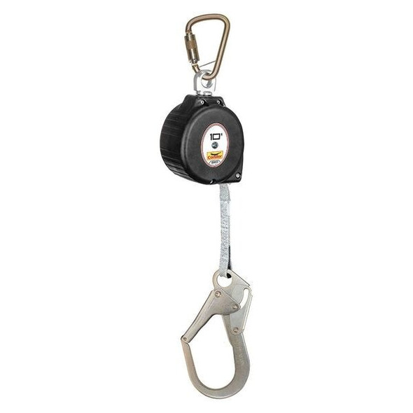 TurboLite Self-Retracting Lifeline, 10 ft. Length, Carabiner, Steel, 1 Leg(s)