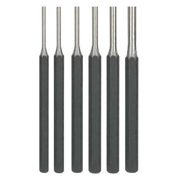 Westward Pin Punch Set,1/8 To 5/16 In,6 Pc 2AJA9