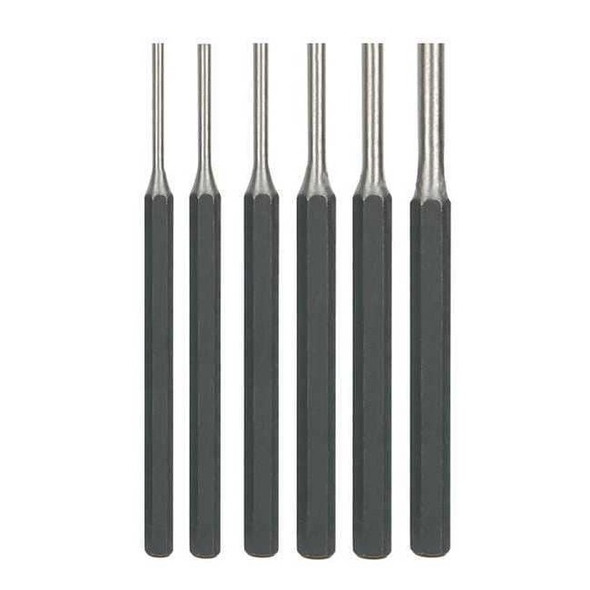 Westward Pin Punch Set,1/8 To 5/16 In,6 Pc 2AJA9