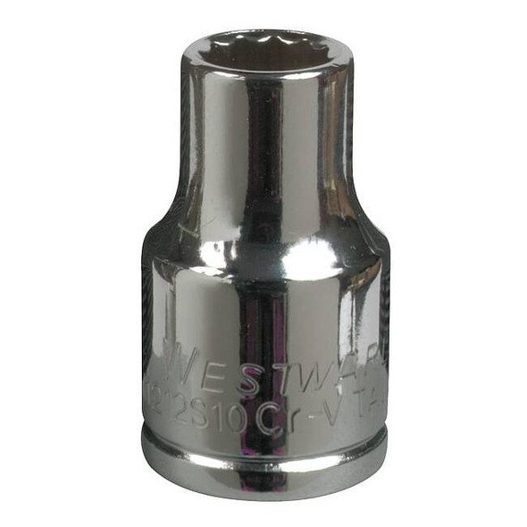 WESTWARD 1/2 in Drive, 14mm Metric Socket, 12 Points,  Steel, Chrome, 14 mm