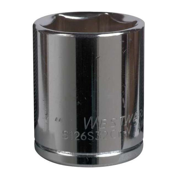 WESTWARD 1/2 in Drive, 11/16" SAE Socket, 6 Points,  Steel, Chrome, 11/16 in